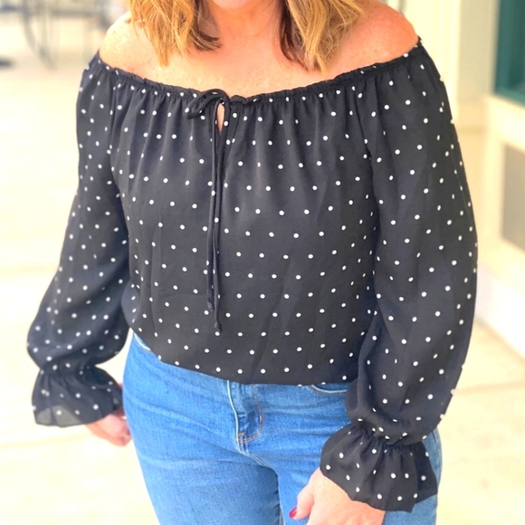 white birch Tops - 🌈White Birch, Size XL, black with poka-dots